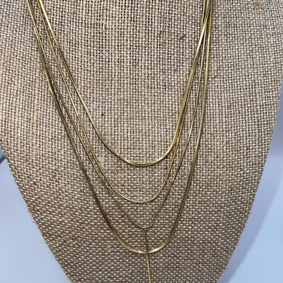 BaubleBar Quad Gold Chain Lariat Necklace. - Picture 5 of 6
